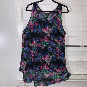 Torrid Women’s Black Floral Tank Top size 1X